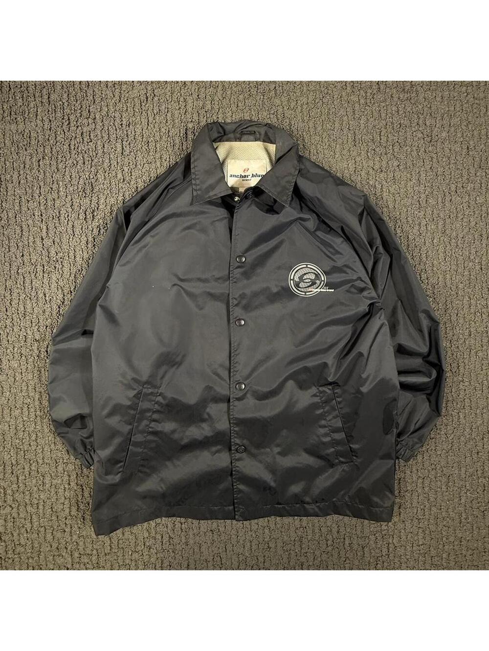 ANCHOR BLUE Black Graphic Button Up Collared Bomber XL